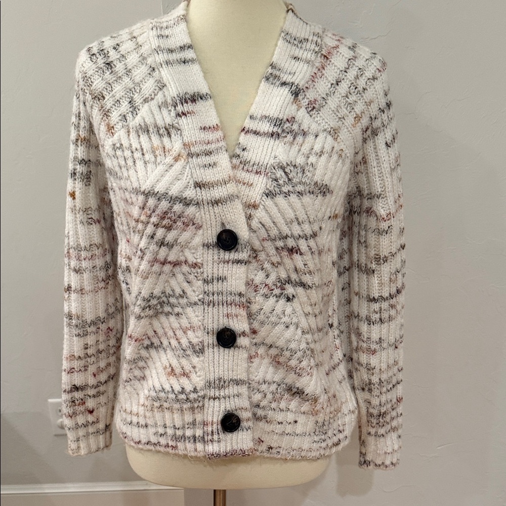 RD Style Cream and Gray Knit Cardigan